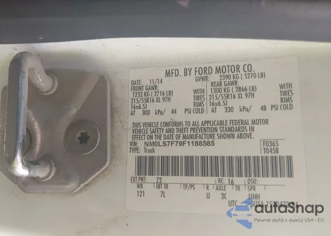 2015 Ford Transit Connect Xlt z USA, uszkodzony, nr VIN NM0LS7F79F1188585